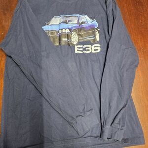 Men's Navy Long Sleeve Tee with Car Graphic